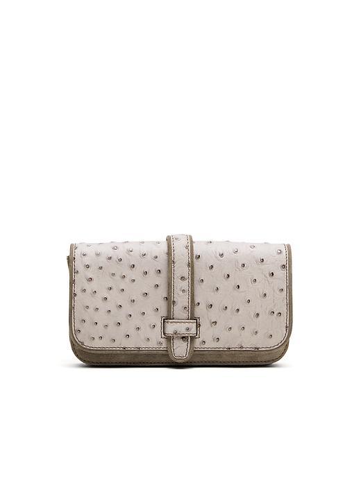 Banana Republic Italian Leather Flat Clutch Size One Size - Gray Texture