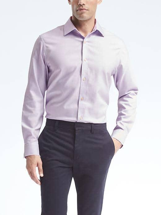 Banana Republic Mens Classic Fit Non Iron Solid Shirt - Lilac