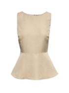 Banana Republic Womens Petite Linen-blend Peplum Flounce Tank Khaki Size 0