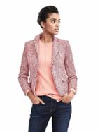 Banana Republic Womens Pink Tweed Fringe Blazer - Medium Pink