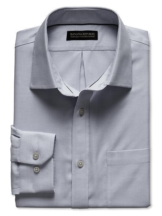 Banana Republic Tailored Slim Fit Non Iron Micro Square Shirt - Tarpoon