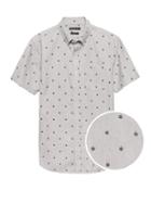 Banana Republic Mens Grant Slim-fit 100% Cotton Compass Print Oxford Shirt Heather Medium Gray Size Xl