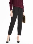 Banana Republic Jacquard Pleated Crop Pant Size 0 Petite - Black Jacquard