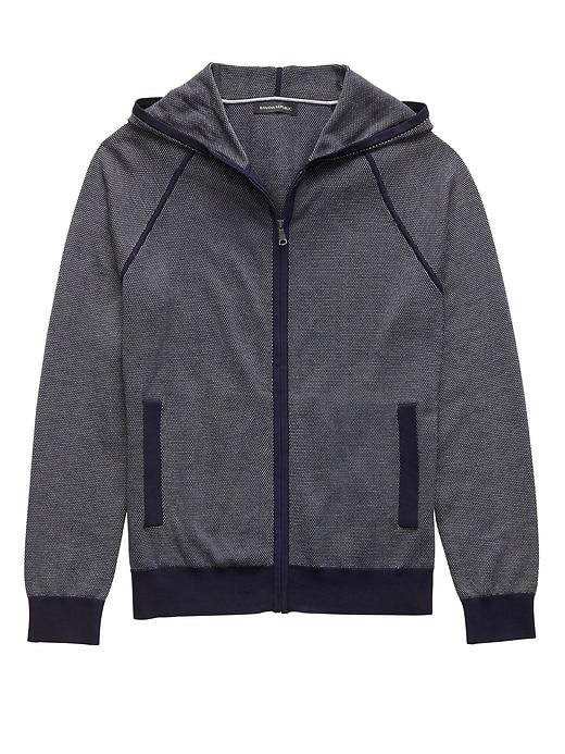 Banana Republic Mens Supima Cotton Birdseye Full-zip Sweater Hoodie Navy Blue Size M