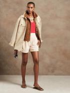Petite Linen-blend V-neck Sweater