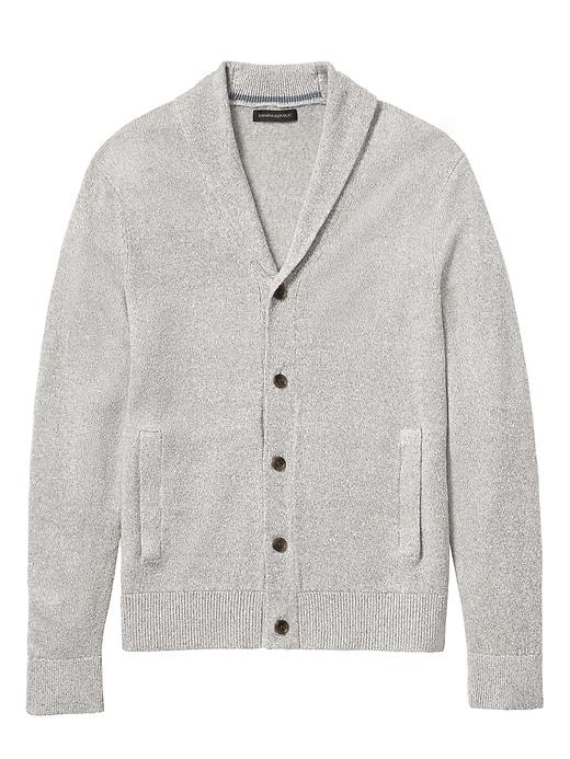 Banana Republic Mens Performance Italian Linen Shawl-collar Cardigan Sweater Platinum Size Xl