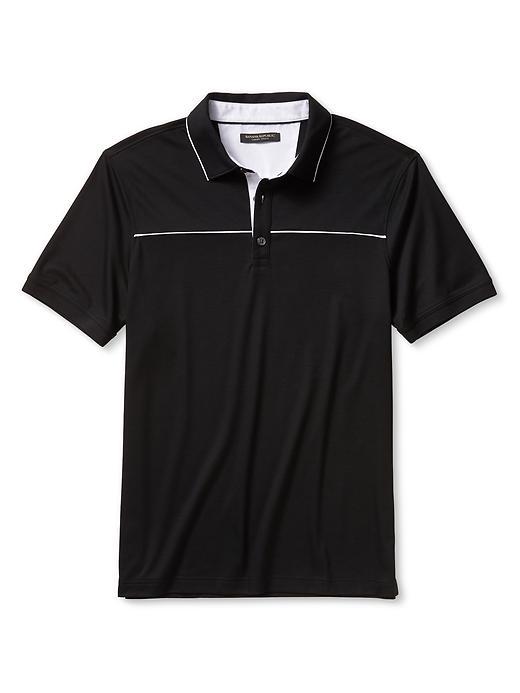 Banana Republic Mens Luxe Touch Piped Chest Polo Size L - Black