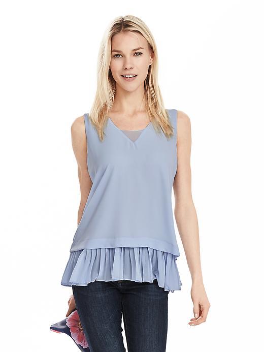 Banana Republic Pleat Hem Layered Tank Size L Petite - Light Blue