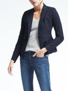 Banana Republic Womens Peak Lapel Peplum Blazer - Blue Stripe