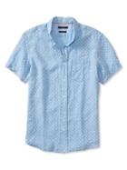 Banana Republic Mens Camden Fit Floral Linen Short Sleeve Shirt Size L Tall - Beach Blue