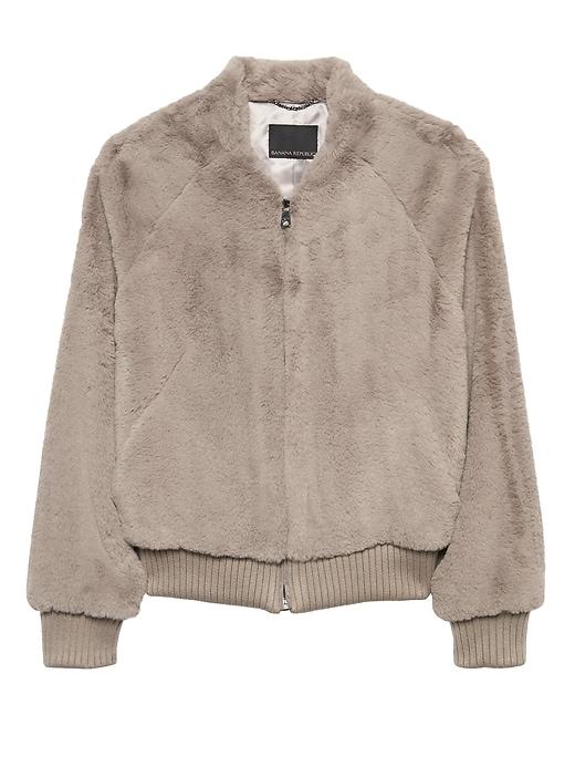 Banana Republic Womens Faux Fur Bomber Jacket Taupe Size Xs