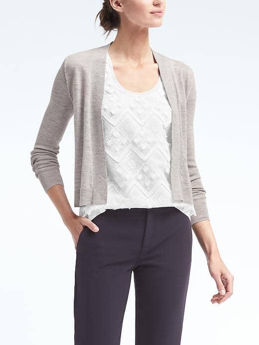 Banana Republic Womens Merino Open Front Cardigan - Heather Gray