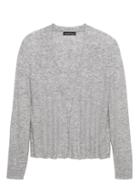 Banana Republic Womens Aire Button-side Cropped Cardigan Sweater Heather Light Gray Size L