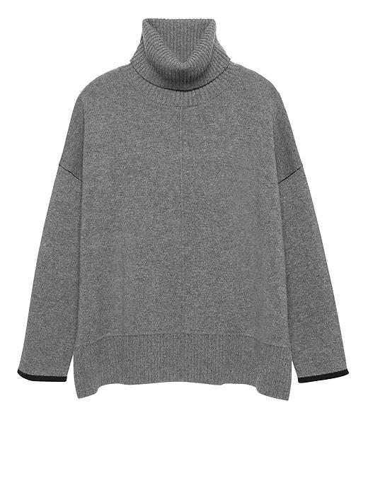 Banana Republic Womens Cashmere Turtleneck Sweater Gray & Black Size M/l