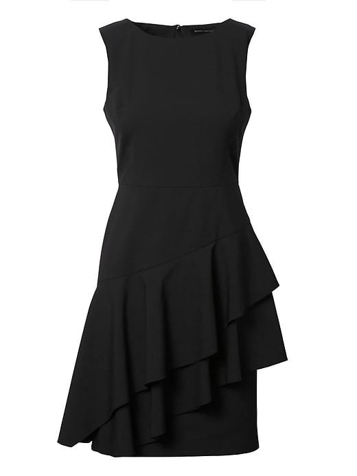 Banana Republic Womens Lightweight Wool Asymmetrical Flounce Dress Black Size 10