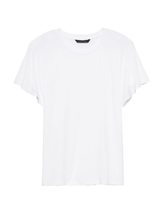 Banana Republic Womens Soft Stretch Flutter-sleeve T-shirt White Size L