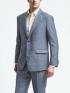 Banana Republic Mens Standard Solid Linen Suit Jacket - Light Blue