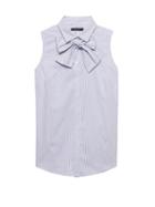 Banana Republic Womens Riley Tailored-fit Sleeveless Shirt With Removable Tie Blue Size 6