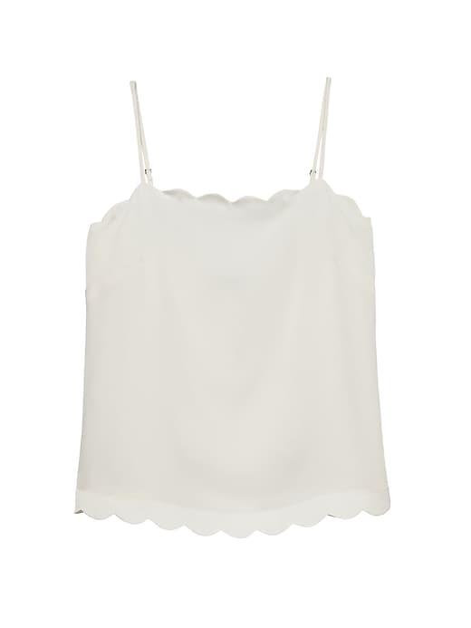 Banana Republic Womens Scalloped Essential Camisole White Size L