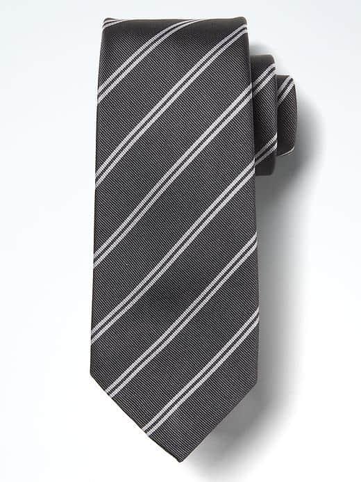 Banana Republic Mens Double Stripe Tie - Gray Sky