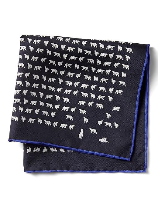 Banana Republic Mens Polar Bear Express Silk Pocket Square Navy Blue Size One Size