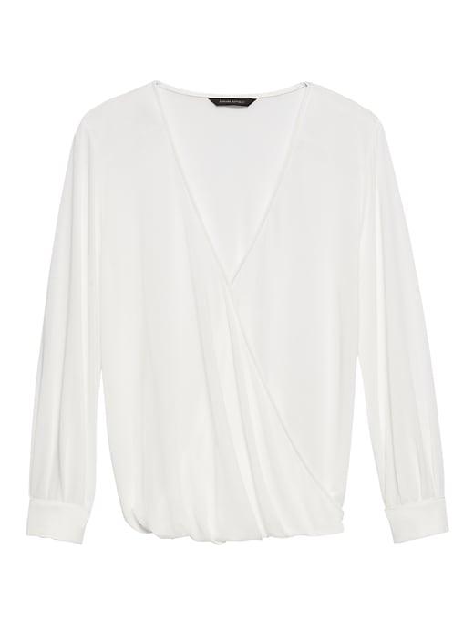 Banana Republic Womens Petite Sandwash Modal Wrap-front Top White Size Xs