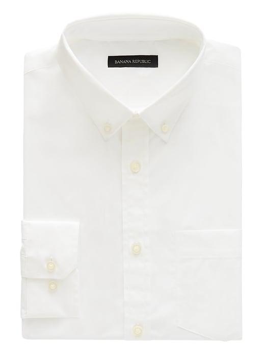 Banana Republic Mens New Slim-fit Tech-stretch Cotton Solid Shirt White Size Xxs