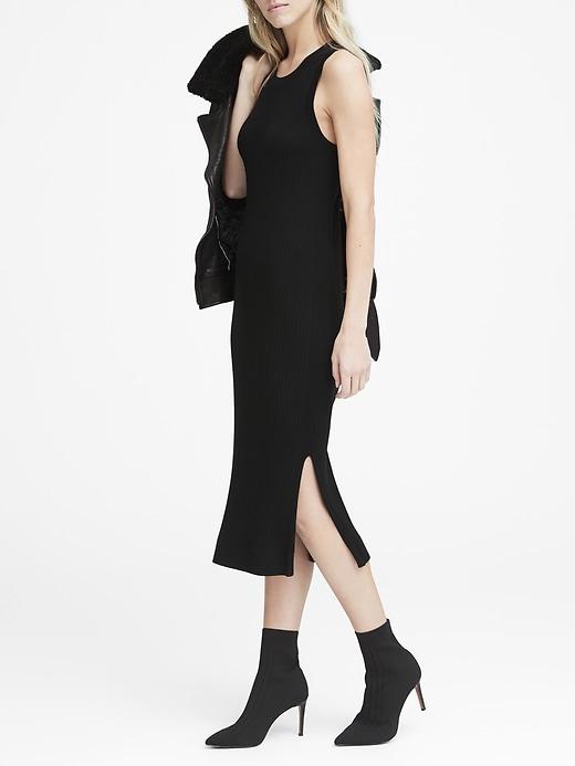 Banana Republic Solid Ribbed-knit Dress