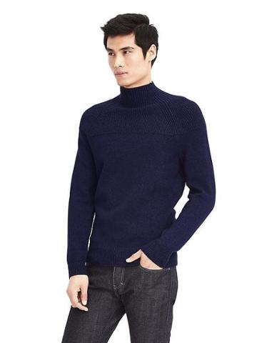Banana Republic Mens High Mockneck Sweater - Preppy Navy