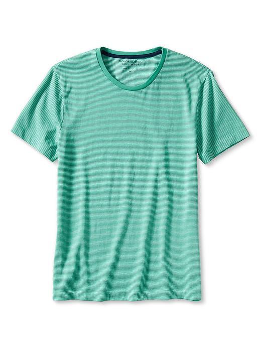 Banana Republic Mens Soft Wash Stripe Crew Tee Size L Tall - Truly Teal