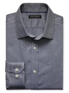 Banana Republic Mens Tailored Slim-fit Non-iron Solid Oxford Shirt Black/white Size Xs