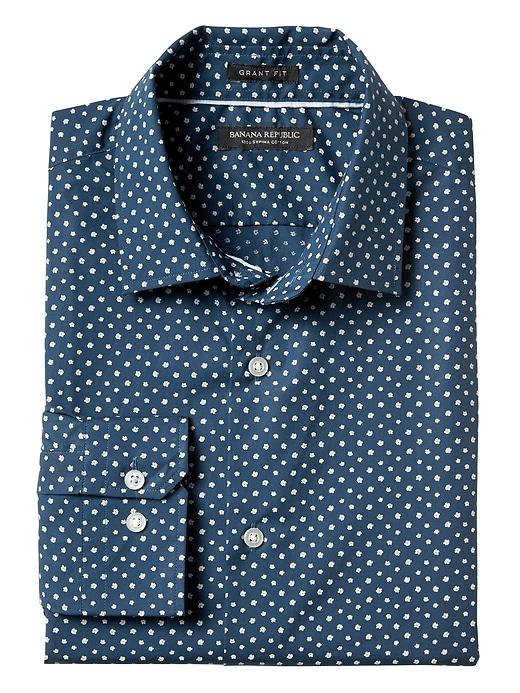 Banana Republic Mens Grant Slim Fit Supima Cotton Floral Shirt - Navy Star