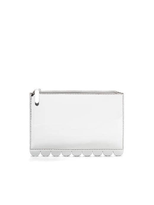 Banana Republic Scallop Metallic Faux Leather Zip Pouch - Silver