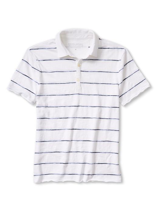 Banana Republic Mens Slim Fit Raw Edge Cotton Polo Size L - White