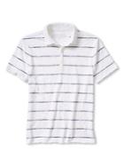 Banana Republic Mens Slim Fit Raw Edge Cotton Polo Size L - White