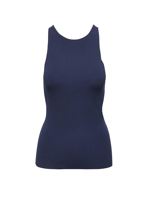 Banana Republic Womens Ribbed V-back Sweater Tank Nightshadow Blue Size Xl