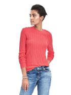 Banana Republic Womens Italian Cashmere Blend Cable Crew Sweater - Coral Glory