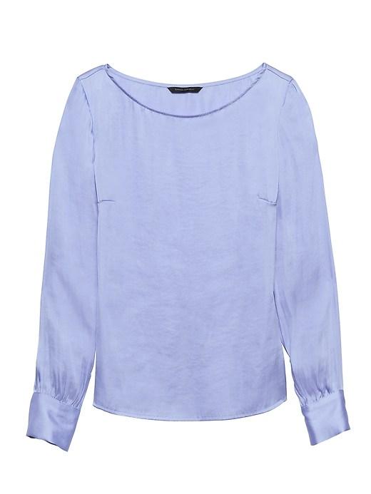 Banana Republic Womens Soft Satin Covered Button-cuff Top Light Blue Size S