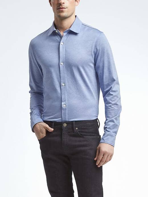 Banana Republic Performance Pique Shirt - Antique Blue