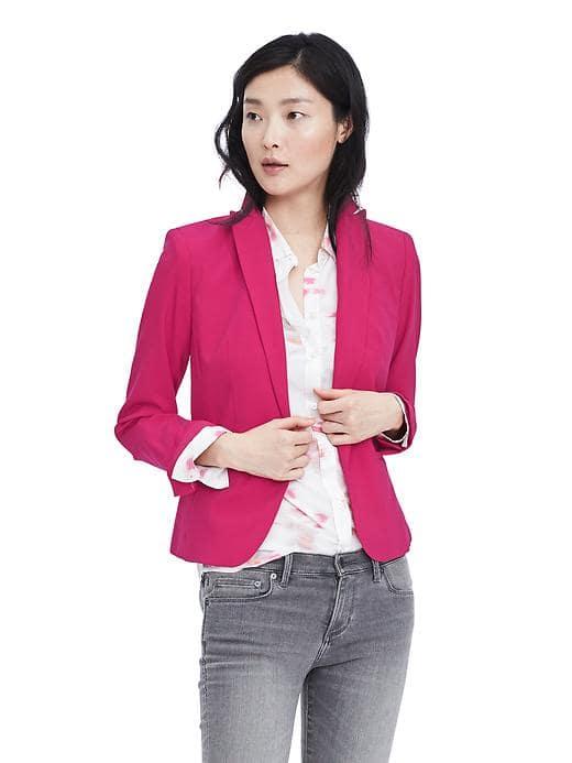 Banana Republic Womens Lightweight Wool Peak Lapel Blazer - Hot Pink