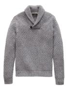 Banana Republic Mens Cashmere Textured Shawl-collar Sweater Heather Charcoal Gray Size Xs