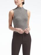 Banana Republic Womens Ribbed Mock Neck Shell - Heather Gray
