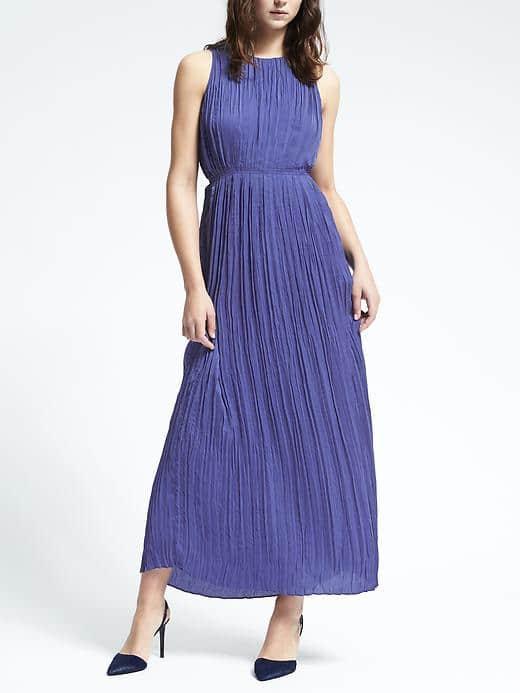 Banana Republic Womens Gathered Pleat Maxi Dress - Purple Crayon