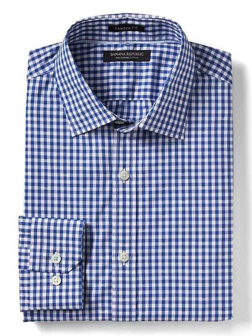 Banana Republic Mens Camden Fit Supima Cotton Gingham Skirt - Blue Voyage
