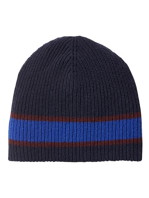 Banana Republic Mens Ribbed Merino Wool Beanie Navy Blue Size One Size