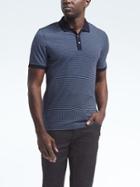 Banana Republic Mens Luxury Touch Print Polo - Navy