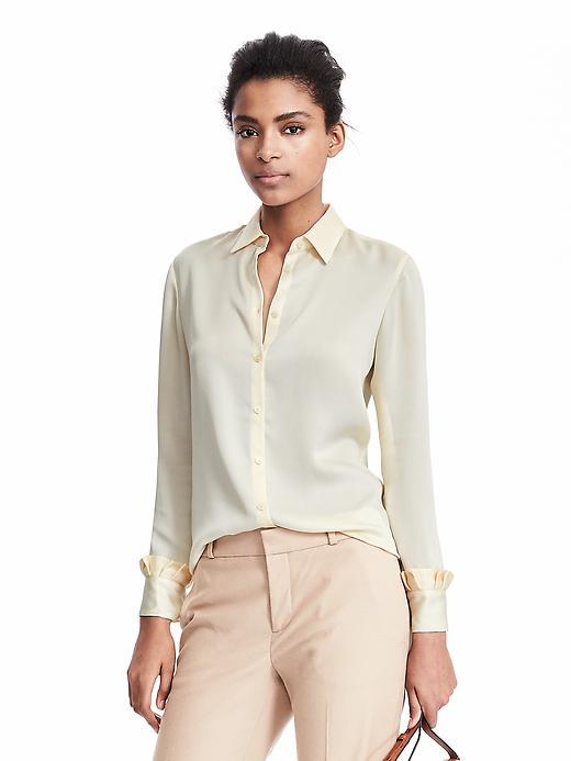 Banana Republic Womens Ruffle Cuff Blouse Size S Tall - Organic Natural