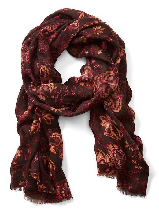 Banana Republic Folk Floral Print Scarf - Dark Brown