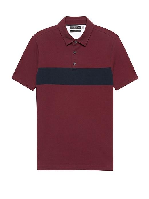 Banana Republic Mens Don';t-sweat-it Chest-stripe Polo Shirt Burgundy Red Size S