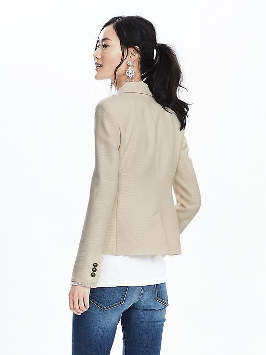 Banana Republic Textured Neutral Blazer Size 0 Petite - Organic Natural